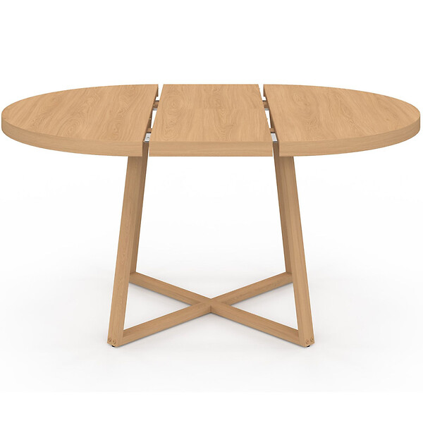 ID MARKET - Table à manger extensible ronde SELMA 4-8 personnes bois effet hêtre 110-150 cm - large