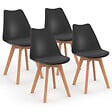 ID MARKET - Ensemble table à manger ronde ALIX 110 cm bois et noir et 4 chaises SARA noires - vignette