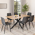 ID MARKET - Ensemble table à manger rectangle ALIX 160 cm bois et noir et 6 chaises MILA en velours gris foncé - vignette
