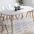 ID MARKET - Table à manger extensible ronde ANGELA 4-10 personnes blanc pied bois 110 - 200 cm - vignette