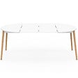 ID MARKET - Table à manger extensible ronde ANGELA 4-10 personnes blanc pied bois 110 - 200 cm - vignette