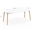 ID MARKET - Table à manger extensible ronde ANGELA 4-10 personnes blanc pied bois 110 - 200 cm - vignette