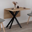 ID MARKET - Table console pliable ALIX 2-4 personnes pied araignée bois et noir 103 x 76 cm - vignette
