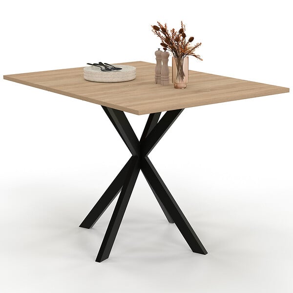 ID MARKET - Table console pliable ALIX 2-4 personnes pied araignée bois et noir 103 x 76 cm - large
