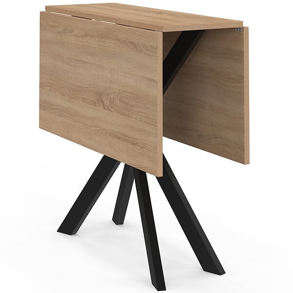 ID MARKET - Table console pliable ALIX 2-4 personnes pied araignée bois et noir 103 x 76 cm - large