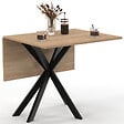 ID MARKET - Table console pliable ALIX 2-4 personnes pied araignée bois et noir 103 x 76 cm - vignette