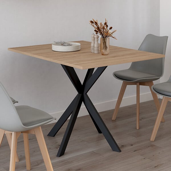ID MARKET - Table console pliable ALIX 2-4 personnes pied araignée bois et noir 103 x 76 cm - large