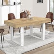 ID MARKET - Table à manger extensible rectangle PHOENIX 4-6 personnes bois et blanc 120-160 cm - vignette