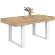 ID MARKET - Table à manger extensible rectangle PHOENIX 4-6 personnes bois et blanc 120-160 cm - vignette