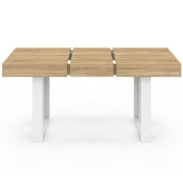 ID MARKET - Table à manger extensible rectangle PHOENIX 4-6 personnes bois et blanc 120-160 cm - large