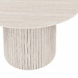 ID MARKET - Table à manger ronde JULIETTE 6 personnes pied central effet lattes façon travertin 110 cm - vignette