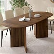 ID MARKET - Table à manger extensible ovale MARTHE 6 -10 personnes noyer 160-200 cm - vignette