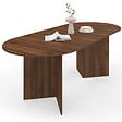 ID MARKET - Table à manger extensible ovale MARTHE 6 -10 personnes noyer 160-200 cm - vignette