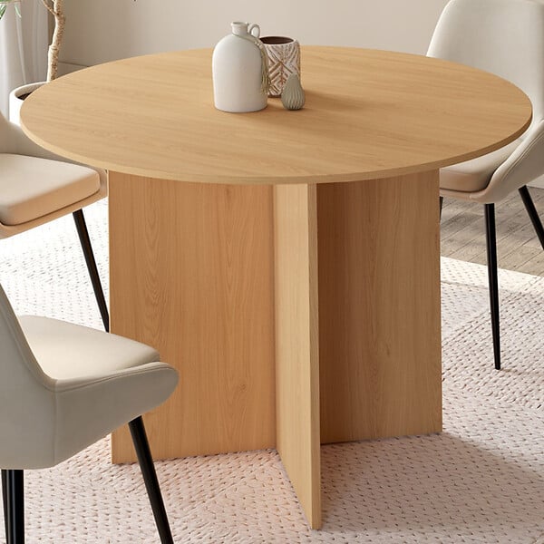 ID MARKET - Table à manger extensible ovale MARTHE 4-8 personnes bois façon hêtre 110-150 cm - large