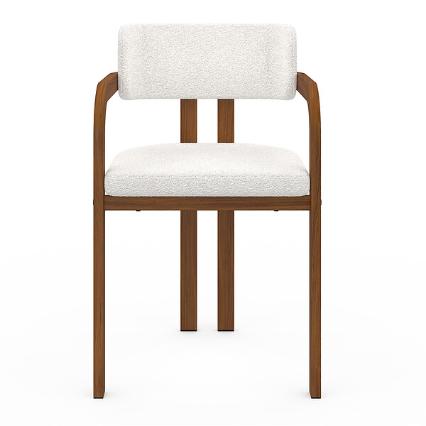 ID MARKET - Lot de 2 chaises de salle à manger, fauteuils de table ESMA en métal effet noyer et tissu bouclette avec accoudoirs - large