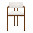 ID MARKET - Lot de 2 chaises de salle à manger, fauteuils de table ESMA en métal effet noyer et tissu bouclette avec accoudoirs - vignette
