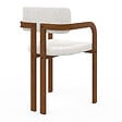 ID MARKET - Lot de 2 chaises de salle à manger, fauteuils de table ESMA en métal effet noyer et tissu bouclette avec accoudoirs - vignette