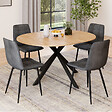 ID MARKET - Ensemble table à manger ronde extensible ALIX 110 - 150 cm et 4 chaises MILA en velours gris foncé - vignette