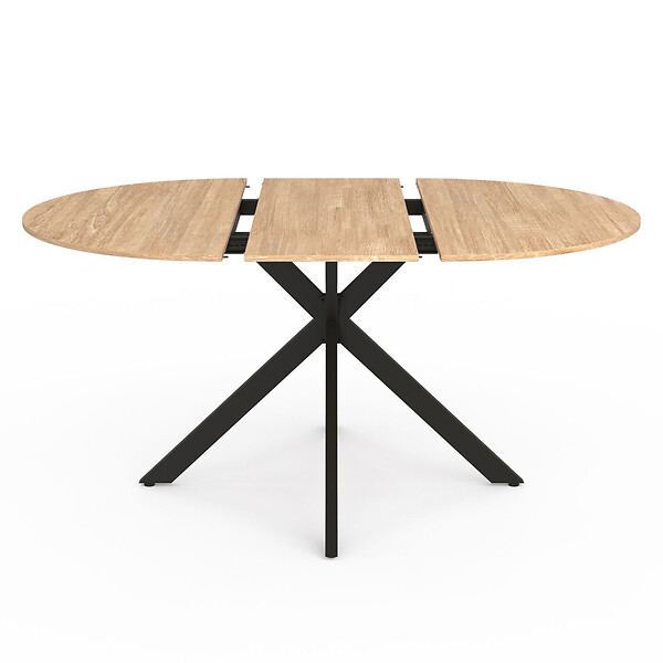 ID MARKET - Ensemble table à manger ronde extensible ALIX 110 - 150 cm et 4 chaises MILA en velours gris foncé - large
