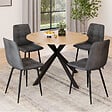 ID MARKET - Ensemble table à manger ronde extensible ALIX 110 - 150 cm et 4 chaises MILA en velours gris foncé - vignette