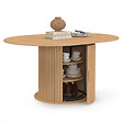 ID MARKET - Table à manger extensible ronde JULIETTE 4-8 personnes pied lattes avec rangement 110-150 cm - vignette