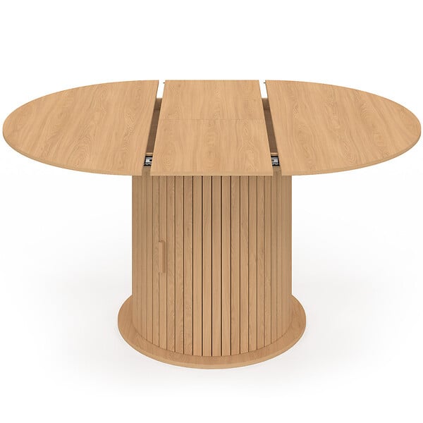 ID MARKET - Table à manger extensible ronde JULIETTE 4-8 personnes pied lattes avec rangement 110-150 cm - large