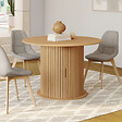 ID MARKET - Table à manger extensible ronde JULIETTE 4-8 personnes pied lattes avec rangement 110-150 cm - vignette
