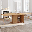 ID MARKET - Table à manger extensible rectangle JULIETTE 8-12 personnes pied central effet lattes avec rangement 200-250 cm - vignette