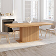ID MARKET - Table à manger extensible rectangle JULIETTE 8-12 personnes pied central effet lattes avec rangement 200-250 cm - vignette