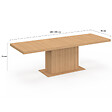 ID MARKET - Table à manger extensible rectangle JULIETTE 8-12 personnes pied central effet lattes avec rangement 200-250 cm - vignette