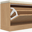 ID MARKET - Banc d'entrée chaussures JULIETTE lattes tasseau bois coloris chêne - vignette