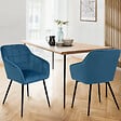 ID MARKET - Lot de 2 chaises de salle à manger, fauteuils de table MADY en velours bleu canard - vignette