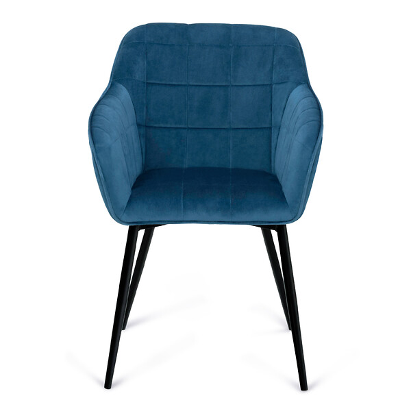 ID MARKET - Lot de 2 chaises de salle à manger, fauteuils de table MADY en velours bleu canard - large