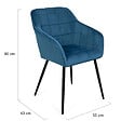 ID MARKET - Lot de 2 chaises de salle à manger, fauteuils de table MADY en velours bleu canard - vignette