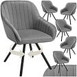 TECTAKE - Lot 6 chaises pivotantes à 360° avec accoudoirs velours grises - vignette