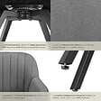 TECTAKE - Lot 6 chaises pivotantes à 360° avec accoudoirs velours grises - vignette