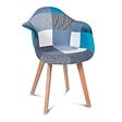 ID MARKET - Lot de 2 chaises de salle à manger scandinaves, fauteuils de table SARA motifs patchworks bleus - vignette