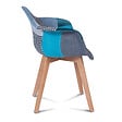 ID MARKET - Lot de 2 chaises de salle à manger scandinaves, fauteuils de table SARA motifs patchworks bleus - vignette