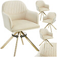 TECTAKE - Lot de 4 chaises pivotantes à 360° en velours rembourrées crème/or - vignette