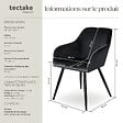 TECTAKE - Chaise Rembourrée aspect velours dossier ergonomique noir - vignette