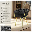 TECTAKE - Lot 6 chaises de salle à manger en velours design noué noir/or - vignette