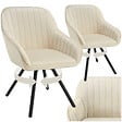 TECTAKE - Lot 2 chaises pivotantes à 360° avec accoudoirs velours crèmes - vignette