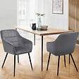 ID MARKET - Lot de 2 chaises de salle à manger, fauteuils de table MADY en velours gris clair - vignette