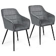 ID MARKET - Lot de 2 chaises de salle à manger, fauteuils de table MADY en velours gris clair - vignette
