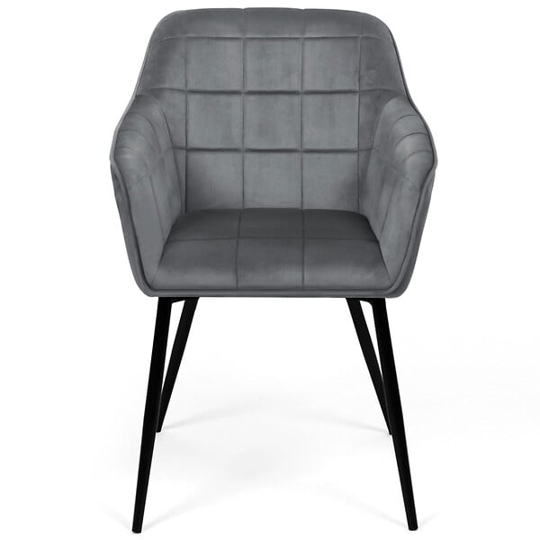 ID MARKET - Lot de 2 chaises de salle à manger, fauteuils de table MADY en velours gris clair - large
