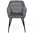 ID MARKET - Lot de 2 chaises de salle à manger, fauteuils de table MADY en velours gris clair - vignette