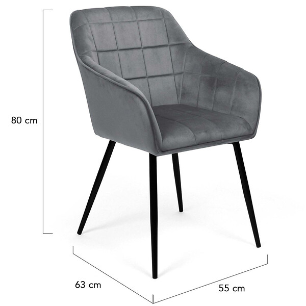 ID MARKET - Lot de 2 chaises de salle à manger, fauteuils de table MADY en velours gris clair - large