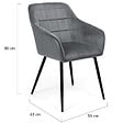 ID MARKET - Lot de 2 chaises de salle à manger, fauteuils de table MADY en velours gris clair - vignette