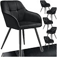 TECTAKE - Lot 6 chaises rembourrées en velours matelassé et dossier continu noir - vignette