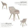 TECTAKE - Lot 2 chaises de salle à manger aspect velours matelassé taupe/or - vignette